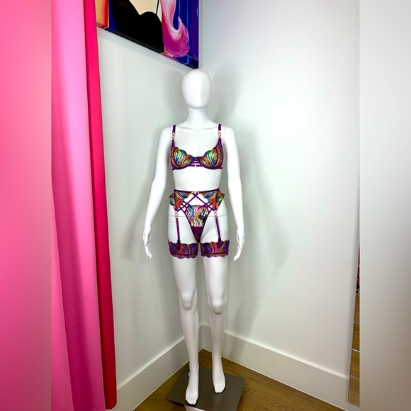 Honey Birdette Solange Rainbow Lingerie 5 Piece Set 30F, XXS - Picture 12 of 12